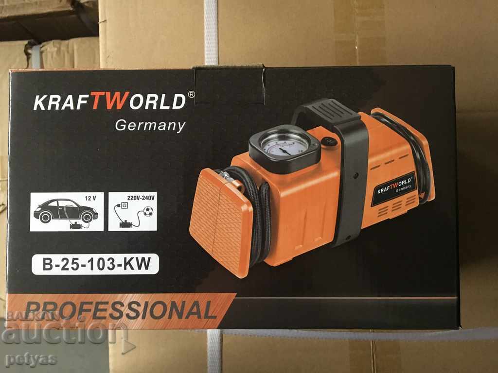 Compressor for inflating tires at 12v and 220 v with price 48.50 BGN | € 24.80
