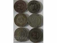 LOT OF 6 pieces - two stotinki and a half 2 and 1/2 1888