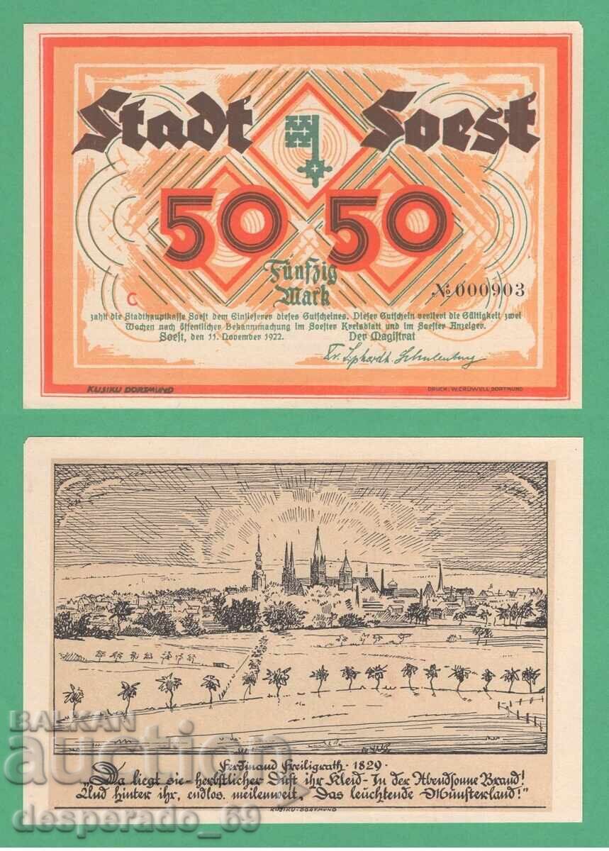 Germany (Soest) 50 Mark 1922 UNC Germany (Soest) 50 Mark 1922 UNC