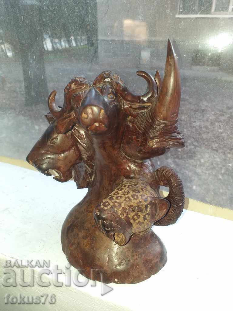 Auction Amazing unique ebony tree figurine african animals Auction Amazing unique ebony tree figurine african animals