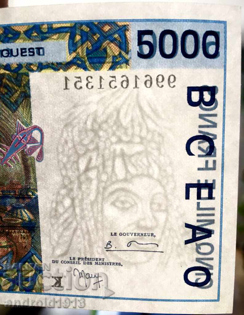 SENEGAL (French West Africa) 5000 Francs 1999, P713K, UNC - 6 SENEGAL (French West Africa) 5000 Francs 1999, P713K, UNC - 6