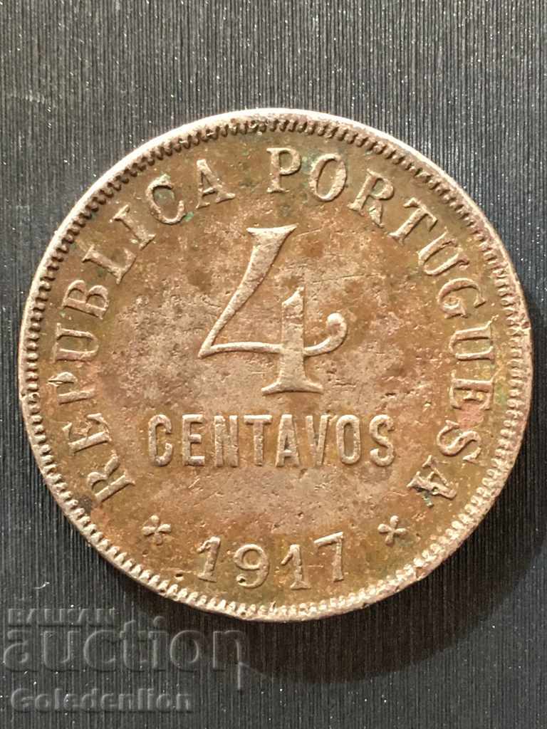 Португалия- 4 центаво 1917 Рядка!