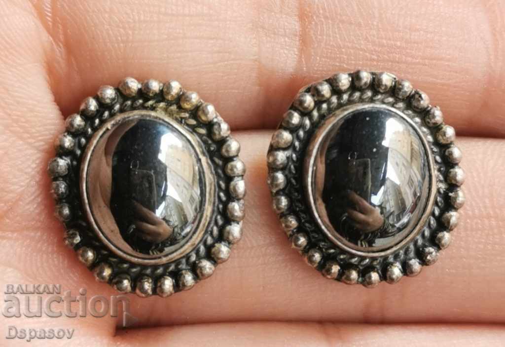 Silver Earrings 925 with Hematite