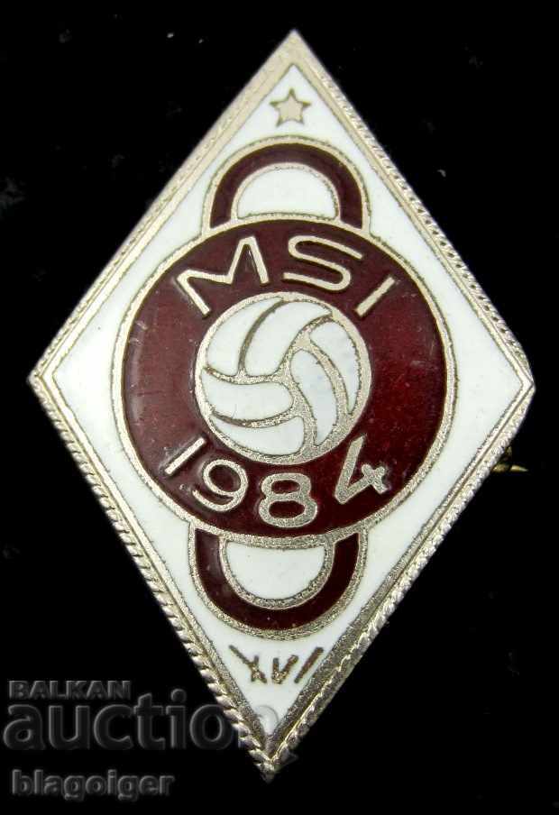 Auction OLD FOOTBALL BADGE-1984-DIAMOND-ENAMEL-SPORTS Auction OLD FOOTBALL BADGE-1984-DIAMOND-ENAMEL-SPORTS