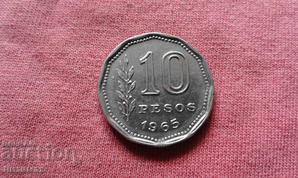 10 πέσος 1965 Αργεντινή - MINT!