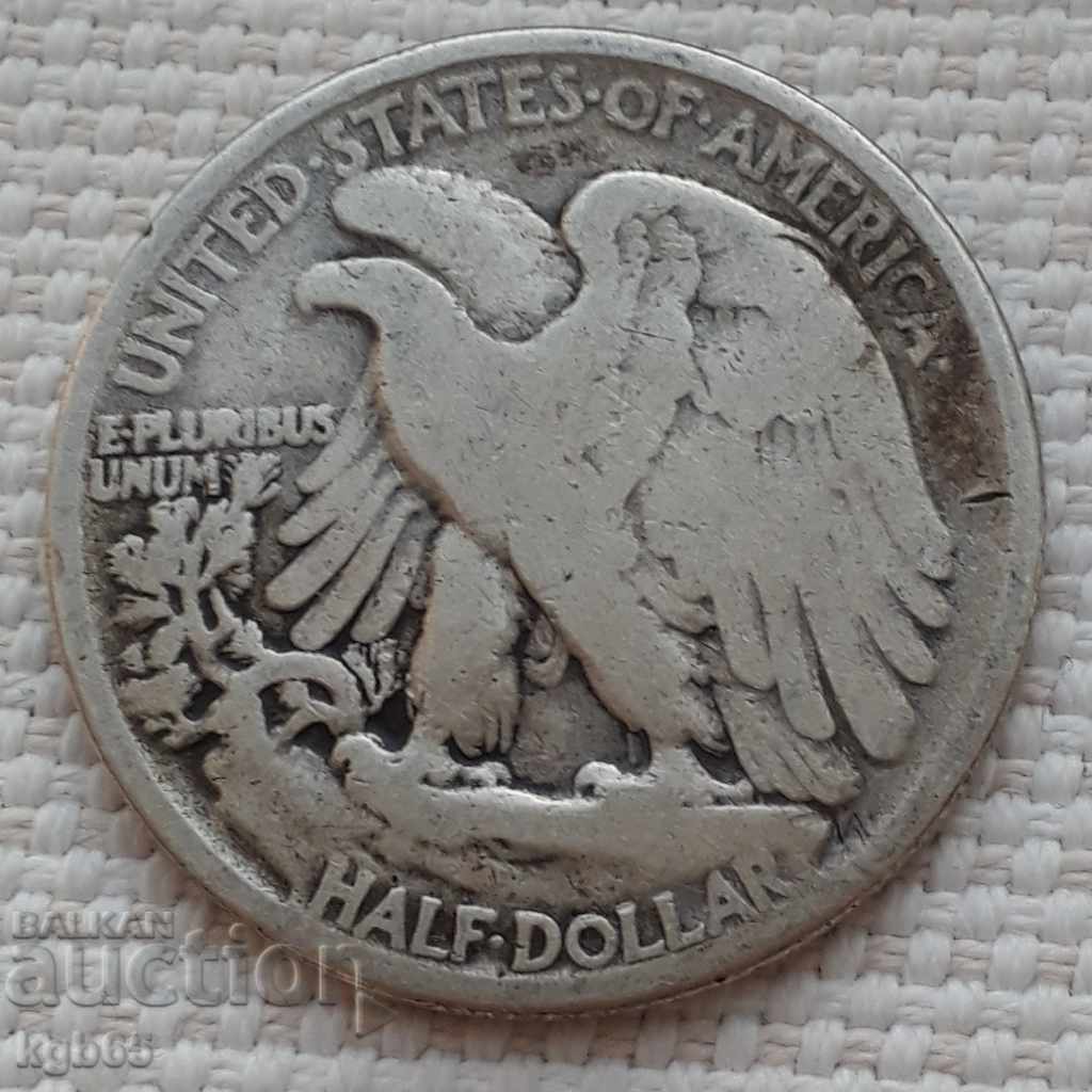 50 cents 1943 USA. Silver coin.