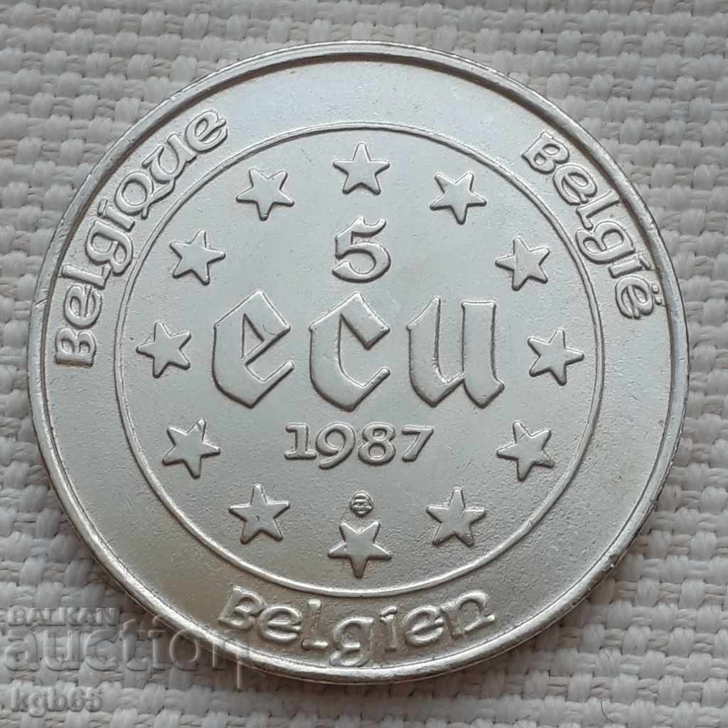 5 екю 1987 г. Белгия . Сребърна монета. с цена € 52.65 | 102.97 лв. 5 екю 1987 г. Белгия . Сребърна монета. с цена € 52.65 | 102.97 лв.