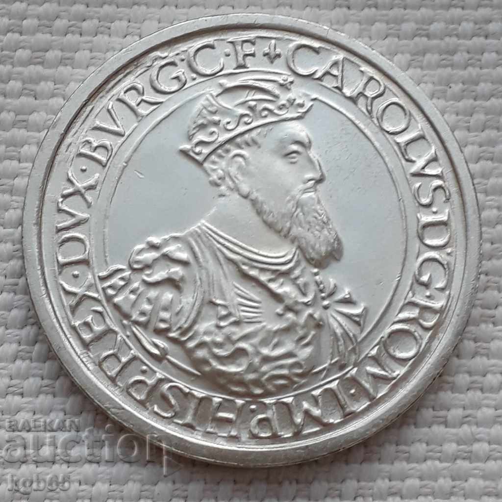 5 екю 1987 г. Белгия . Сребърна монета.