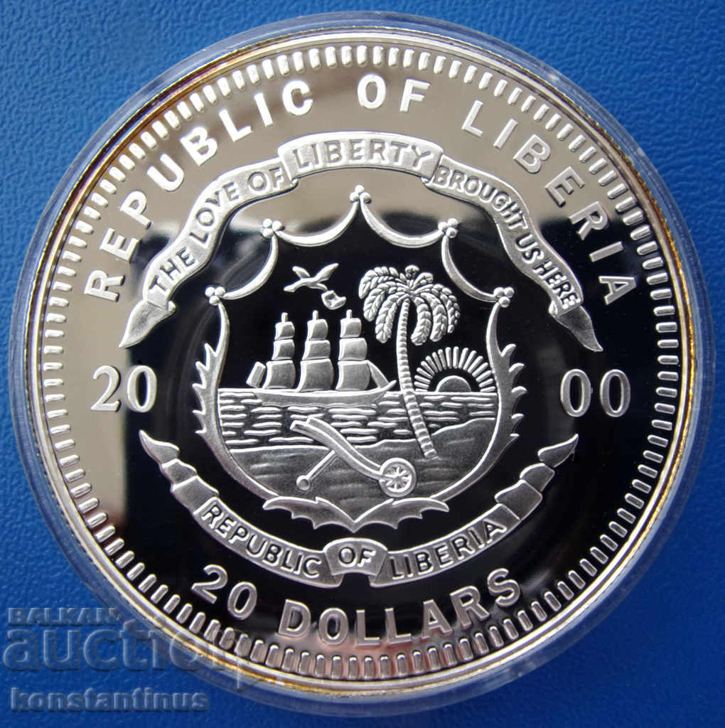 Liberia $ 20 2000 Silver'999 PROOF UNC with price € 28.12 | 55.00 BGN