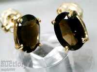 GOLD EARRINGS WITH SMOKY / BROWN TOPAZS
