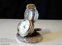 Seiko silver-plated table clock Cobra, Snake.