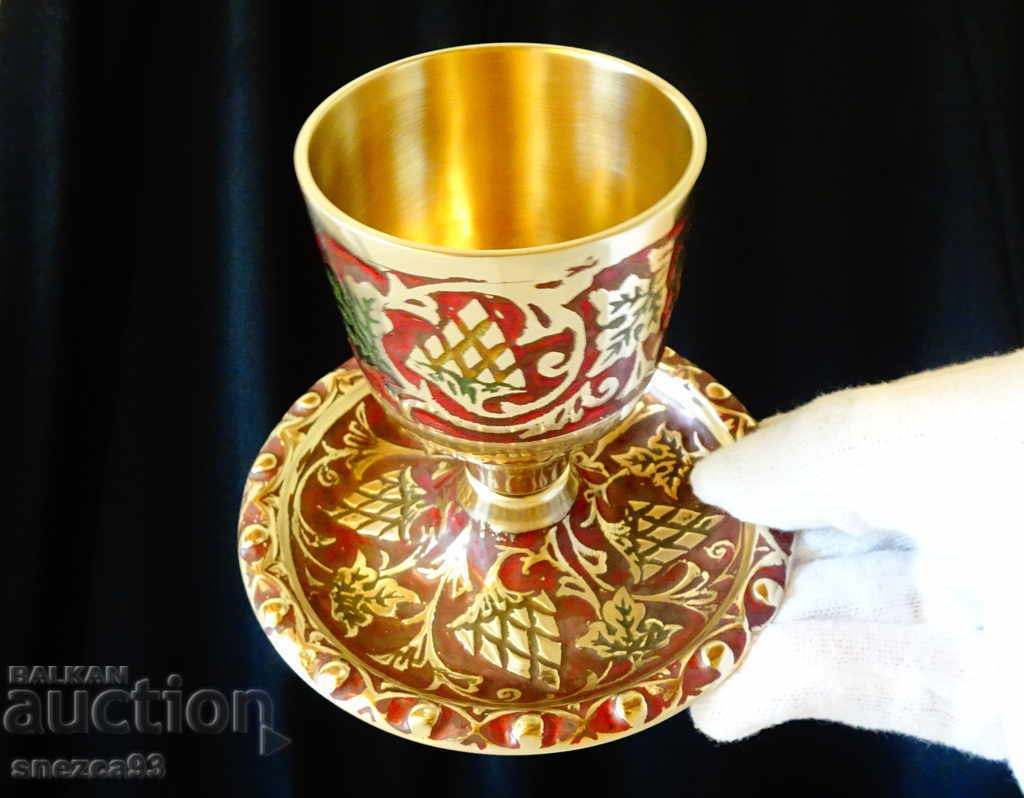 English bronze oil lamp, goblet, cloisonné enamel - 5 English bronze oil lamp, goblet, cloisonné enamel - 5