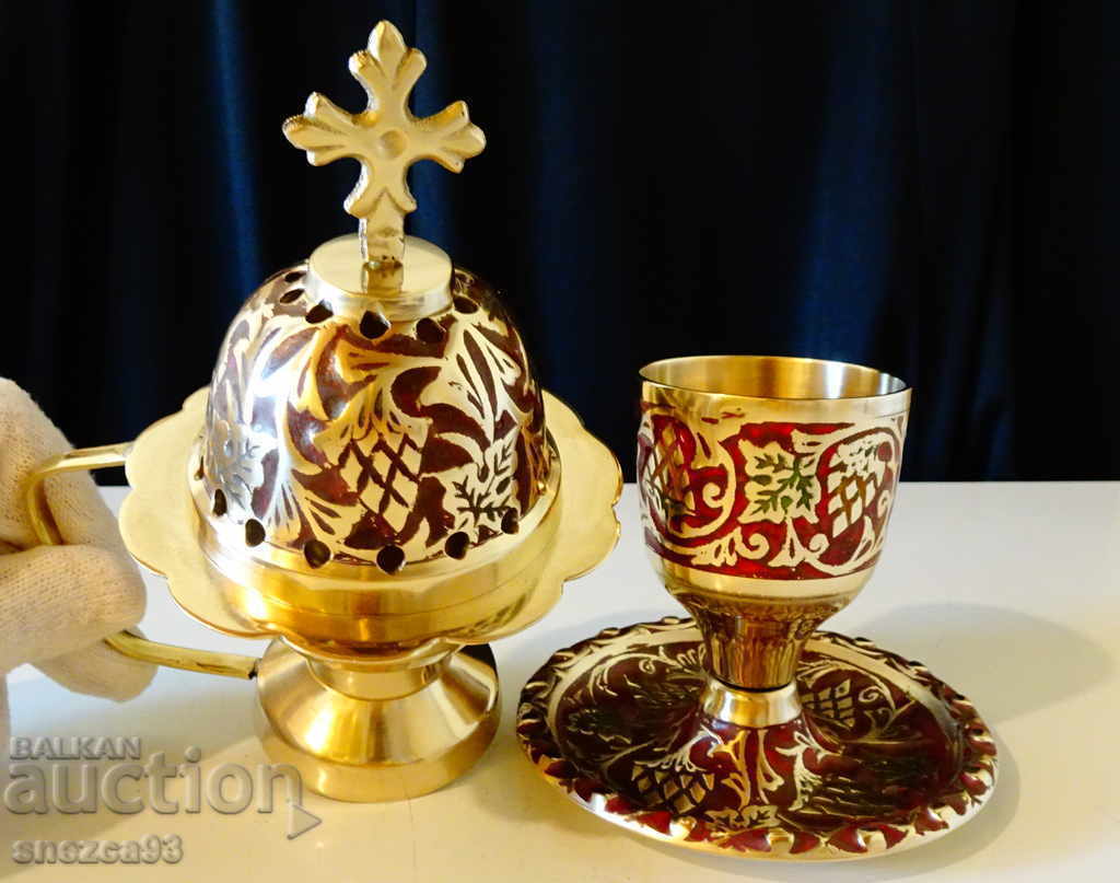 English bronze oil lamp, goblet, cloisonné enamel - 6 English bronze oil lamp, goblet, cloisonné enamel - 6