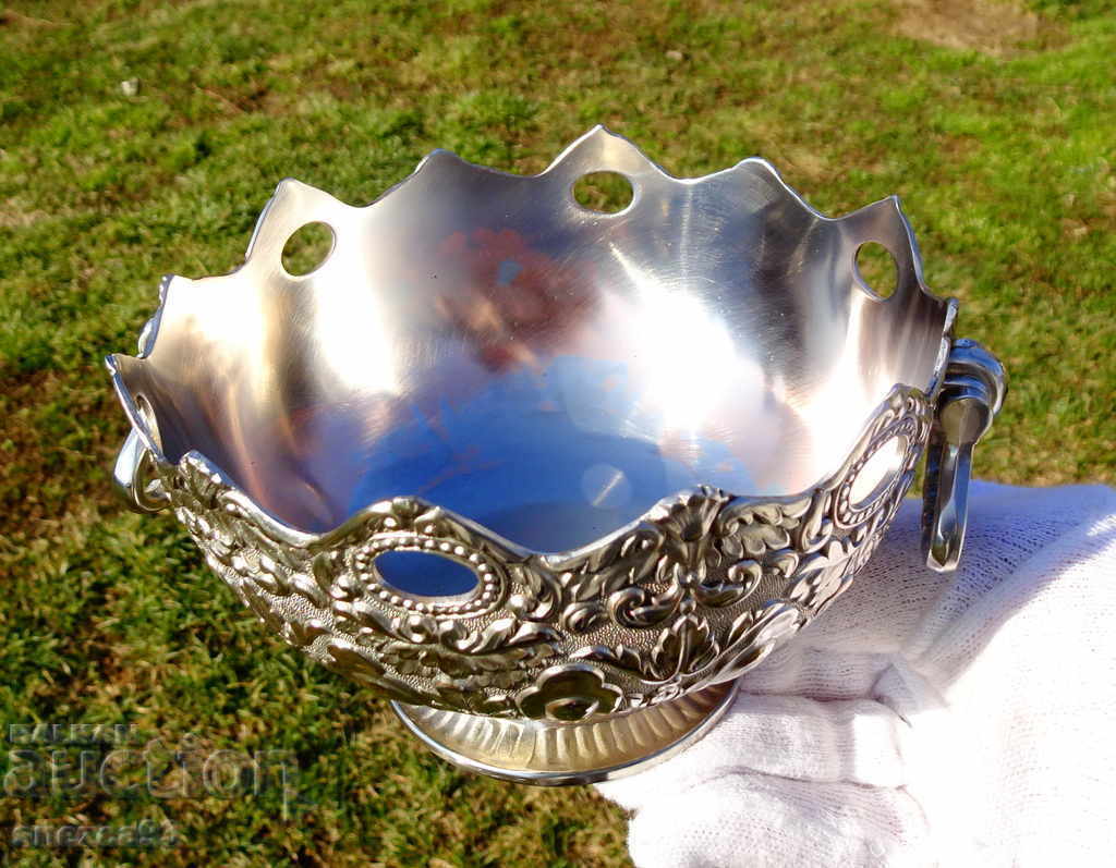 English silver-plated fruit bowl, candy box, marked. - 5