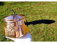 Copper pot, casserole, relief.