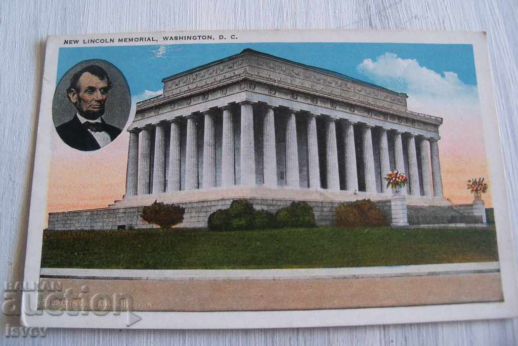 Стара пощенска картичка Мемориалът на Линкълн, САЩ 1928г.