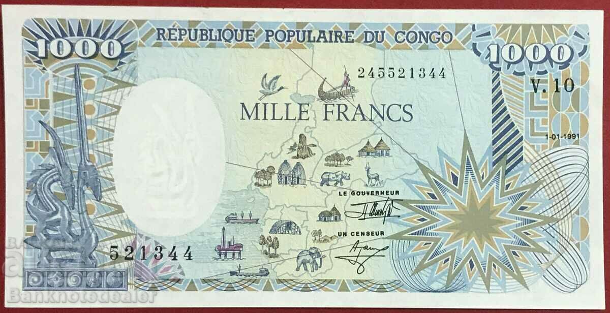 Δημοκρατία του Κονγκό 1000 φράγκα 1991