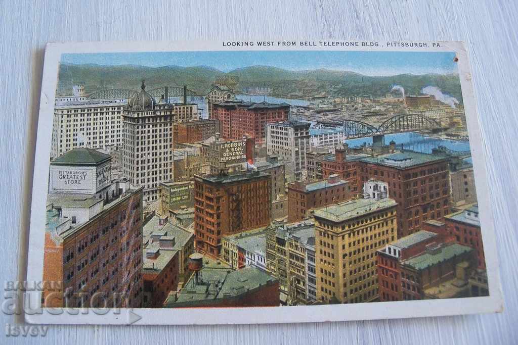 Old postcard Bell telephone bldg, Pittsburgh, USA.