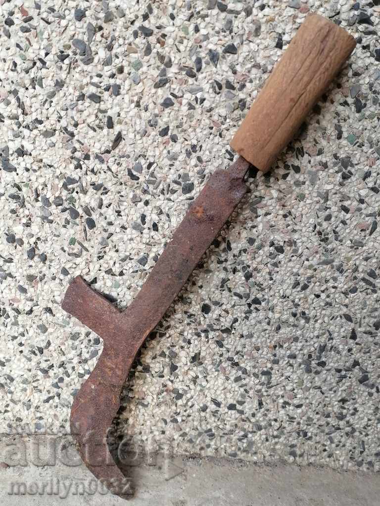 Old hand-made fork, wrought iron, chopper - 5