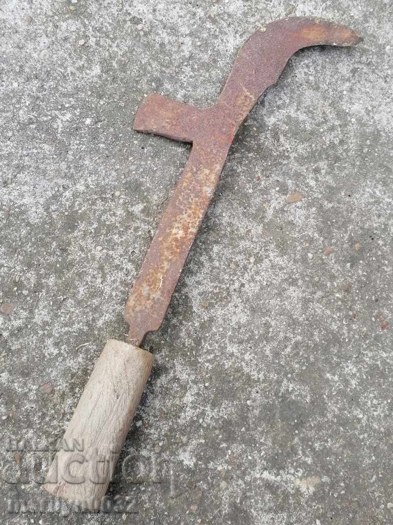 Old hand-made fork, wrought iron, chopper - 6