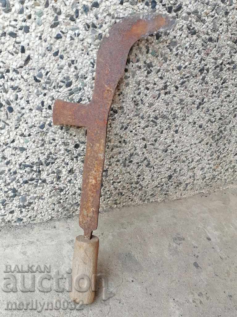 Old hand-made fork, wrought iron, chopper - 7