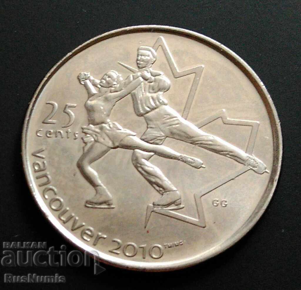 Канада. 25 цента 2008 г. Зимна олимпиада Ванкувър.UNC.