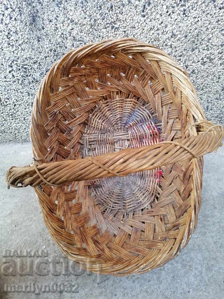 Old knit basket, wooden - 7 Old knit basket, wooden - 7
