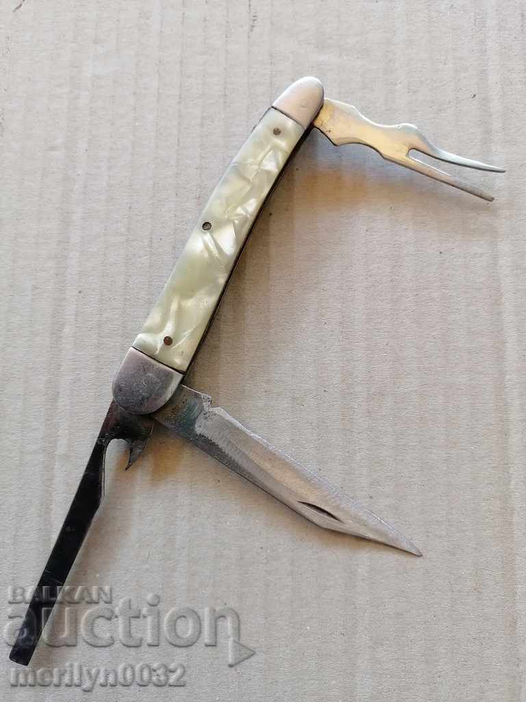 Old social knife, knife, knife, fork, corkscrew, NRB with price 44.00 BGN | € 22.50 Old social knife, knife, knife, fork, corkscrew, NRB with price 44.00 BGN | € 22.50