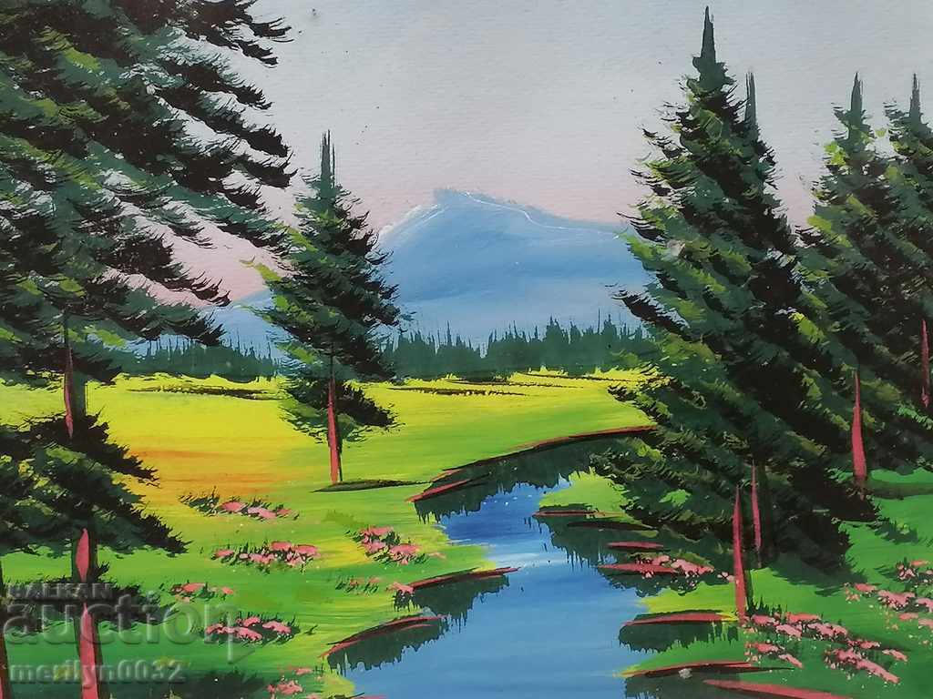 Auction Watercolor early 20th in a glass frame taken from a banker's house Auction Watercolor early 20th in a glass frame taken from a banker's house