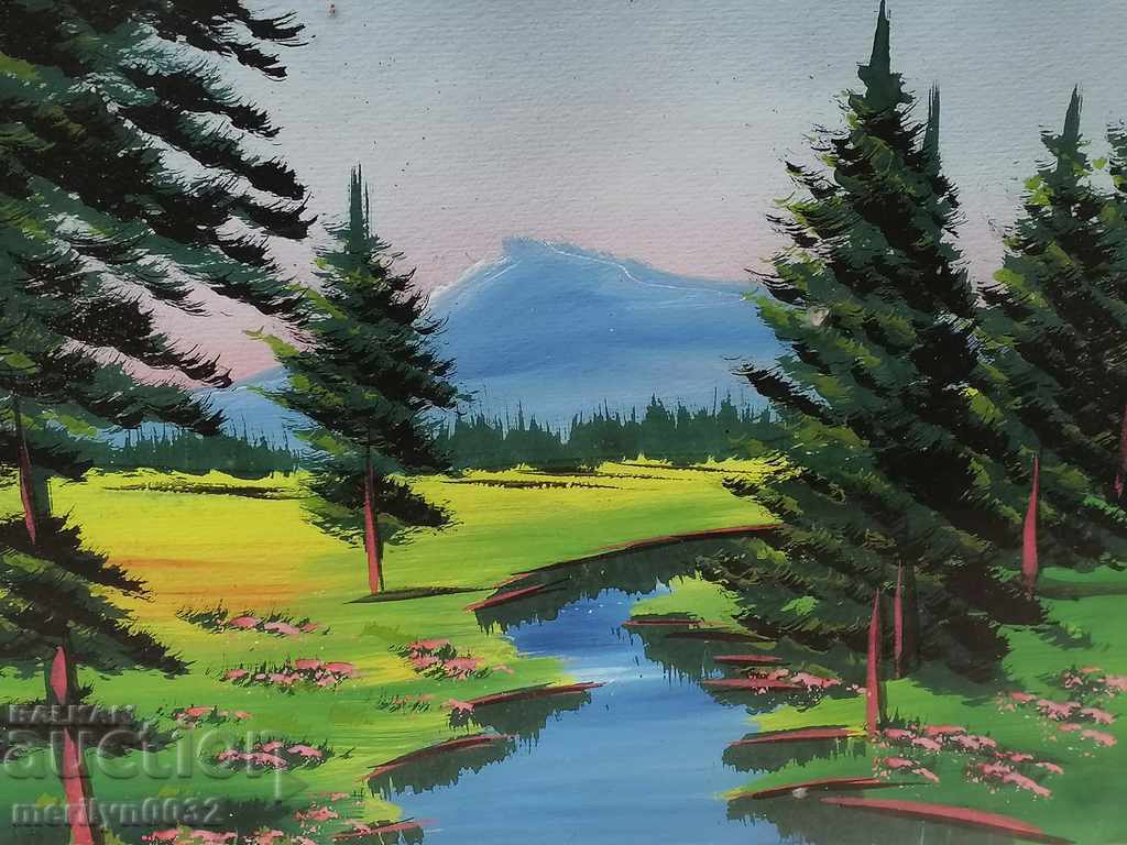 Delivery of Watercolor early 20th in a glass frame taken from a banker's house Delivery of Watercolor early 20th in a glass frame taken from a banker's house