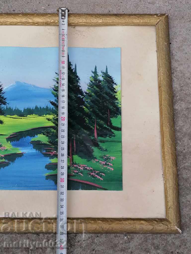 Watercolor early 20th in a glass frame taken from a banker's house - 6 Watercolor early 20th in a glass frame taken from a banker's house - 6