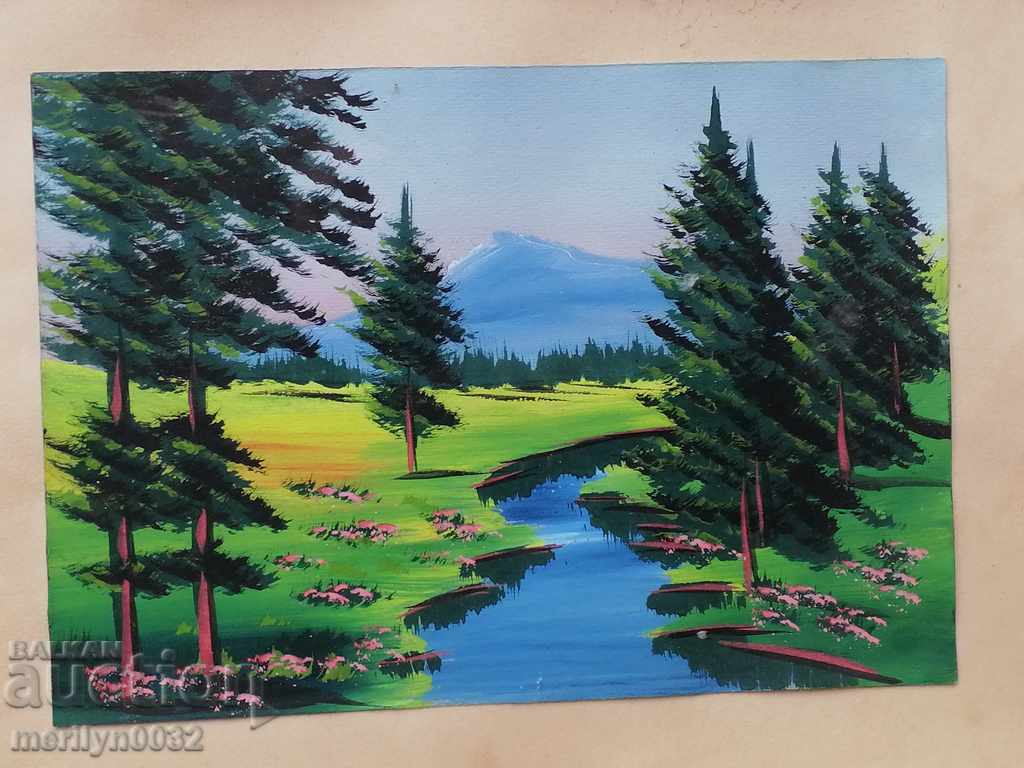 Watercolor early 20th in a glass frame taken from a banker's house - 7 Watercolor early 20th in a glass frame taken from a banker's house - 7