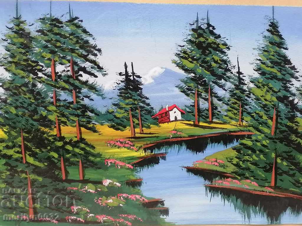 Auction Watercolor early 20th in a glass frame taken from a banker's house Auction Watercolor early 20th in a glass frame taken from a banker's house