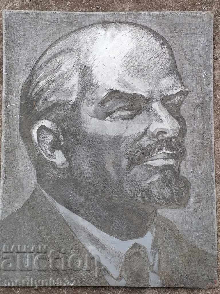 Author's engraving zincography image of Lenin UNIQUE propaganda