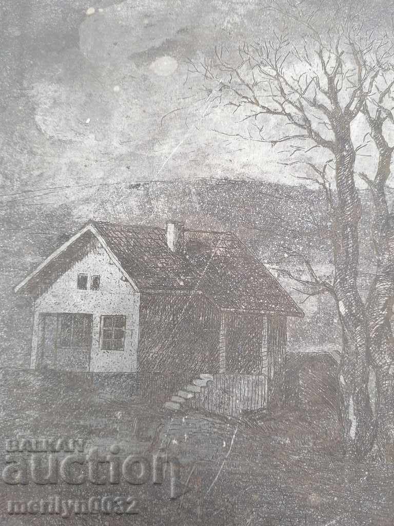 Авторска гравюра цинкография Роден край УНИКАТ пропаганда - 5 Авторска гравюра цинкография Роден край УНИКАТ пропаганда - 5