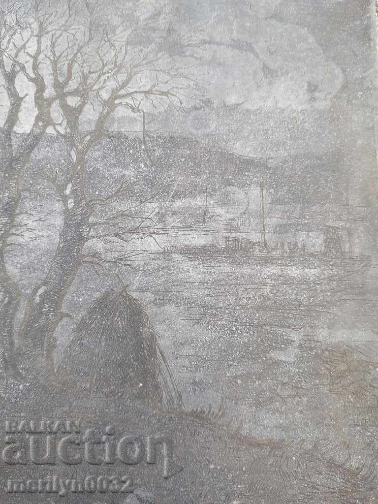 Авторска гравюра цинкография Роден край УНИКАТ пропаганда - 6 Авторска гравюра цинкография Роден край УНИКАТ пропаганда - 6