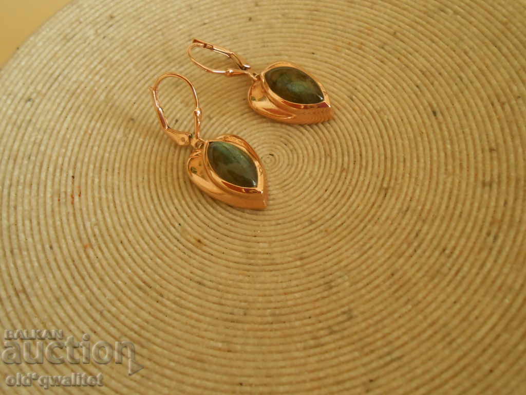 Delivery of Silver earrings with pink gold, Labradorite, Silver 925 Delivery of Silver earrings with pink gold, Labradorite, Silver 925