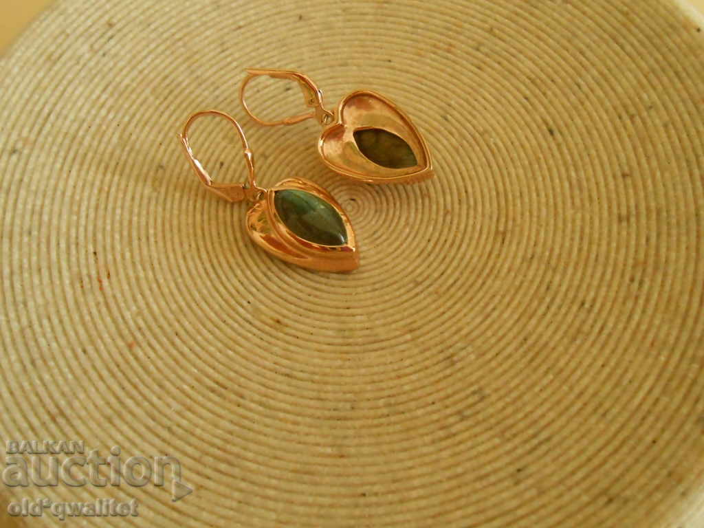 Silver earrings with pink gold, Labradorite, Silver 925 - 5 Silver earrings with pink gold, Labradorite, Silver 925 - 5