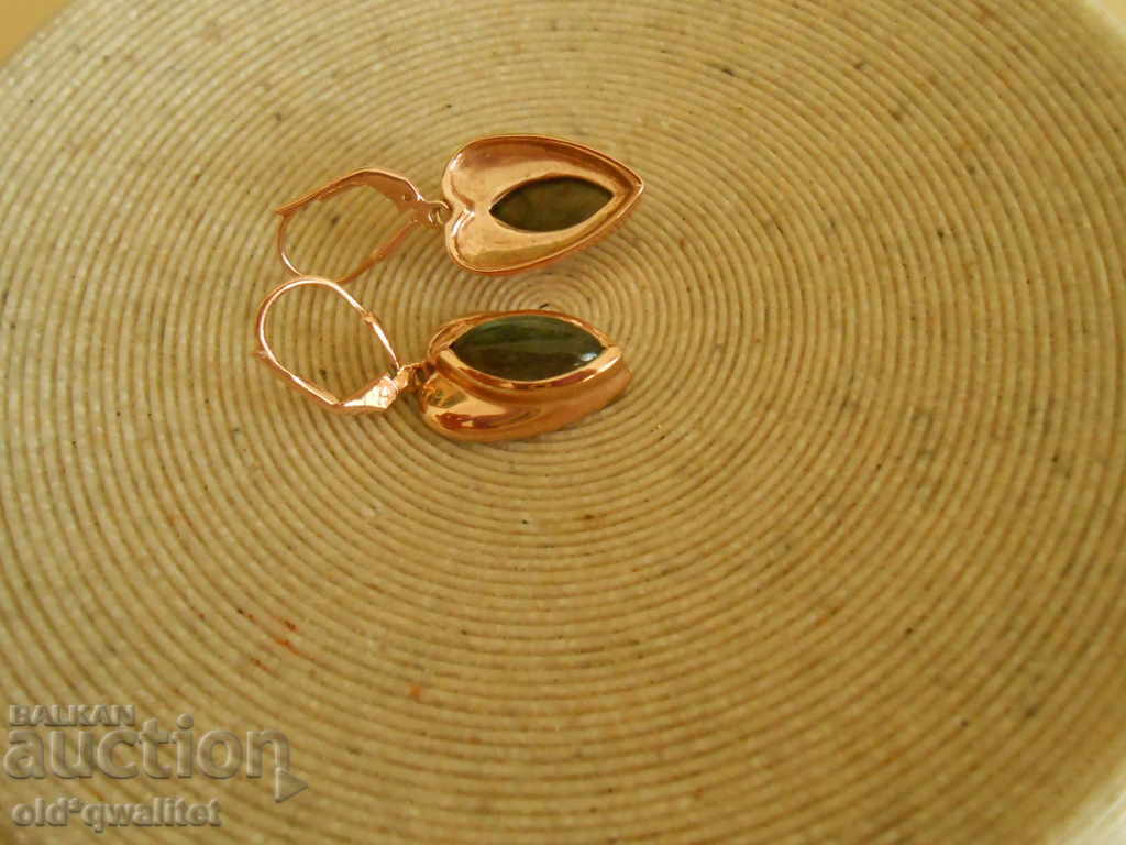 Silver earrings with pink gold, Labradorite, Silver 925 - 6 Silver earrings with pink gold, Labradorite, Silver 925 - 6