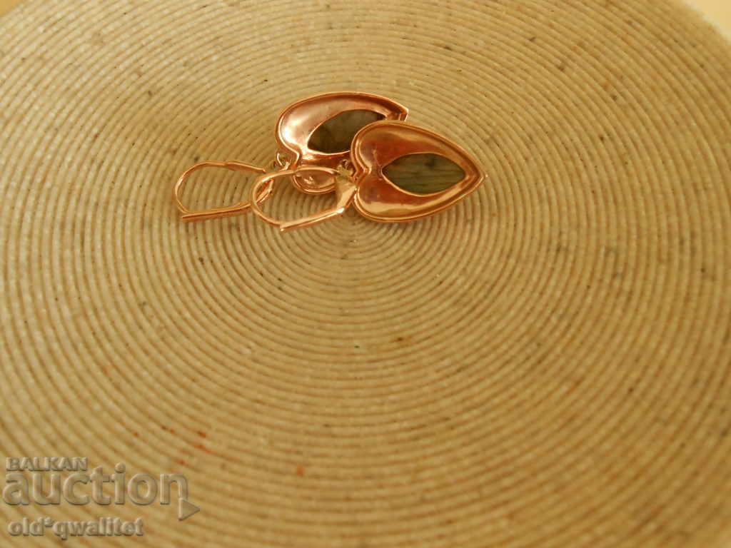 Silver earrings with pink gold, Labradorite, Silver 925 - 7 Silver earrings with pink gold, Labradorite, Silver 925 - 7