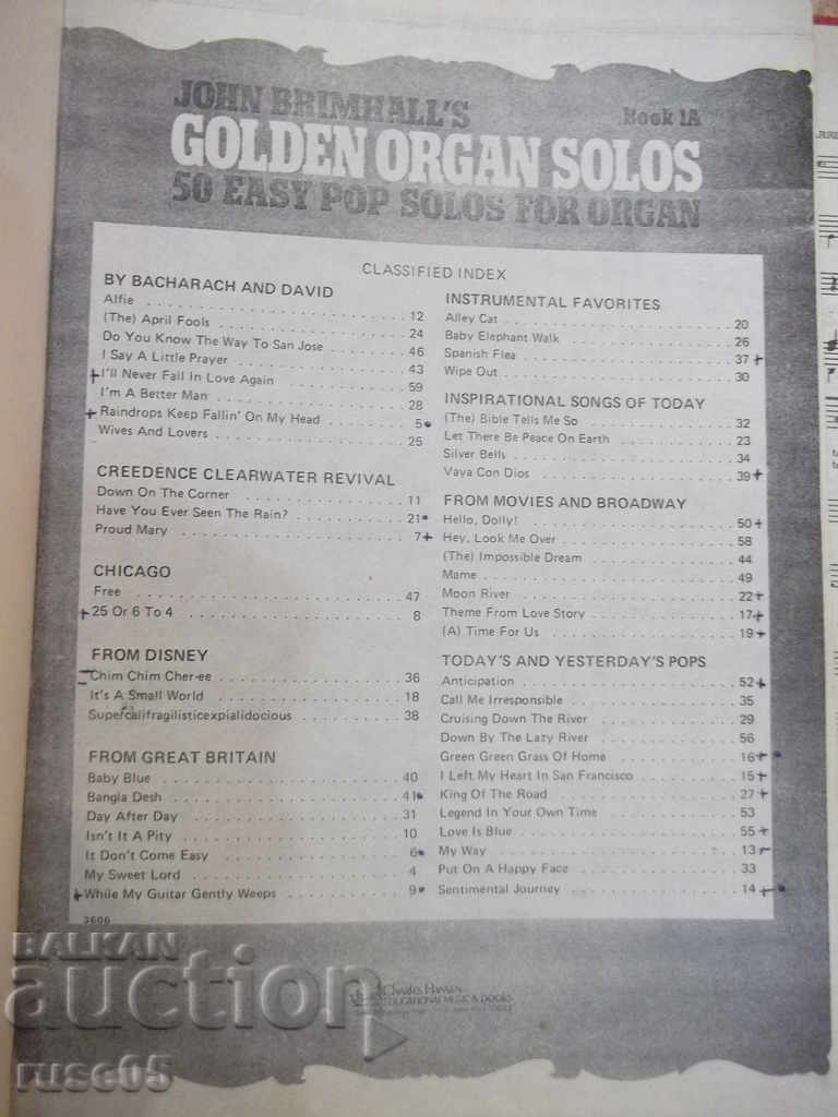 The book "GOLDEN ORGAN SOLOS - JOHN BRIMHALL'S" - 128 pages.