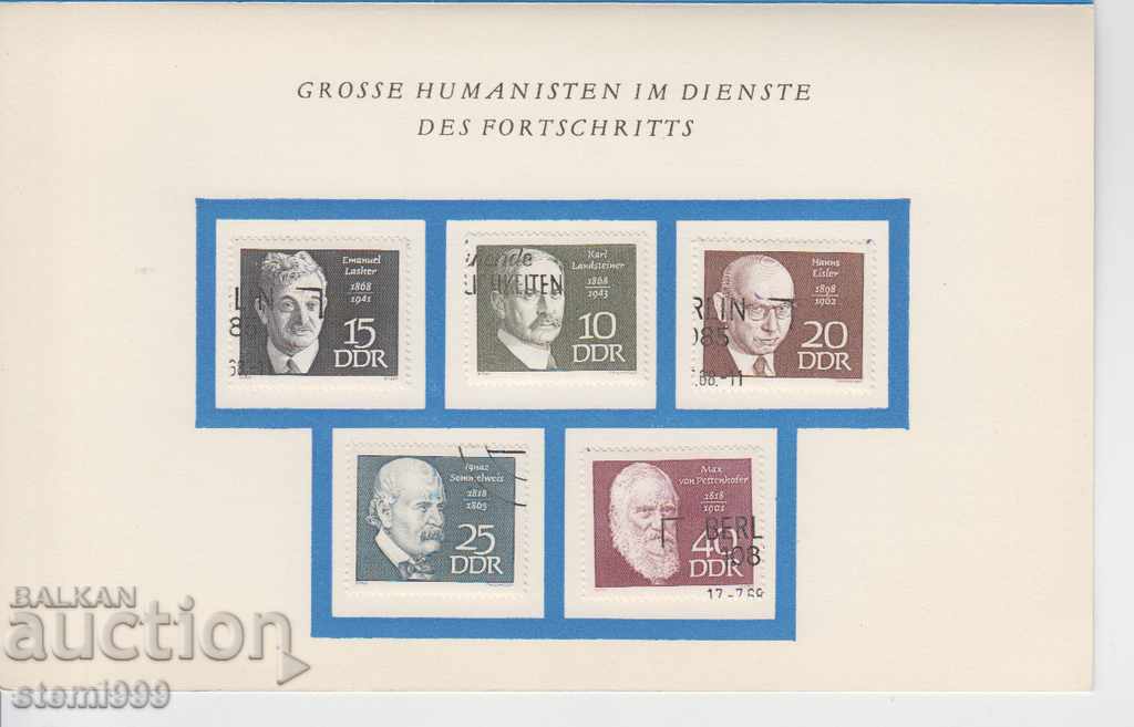 Seria de timbre GDR Marii umaniști în slujba progresului