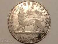Etiopia 1 Birr 1897 Menelik II Argint