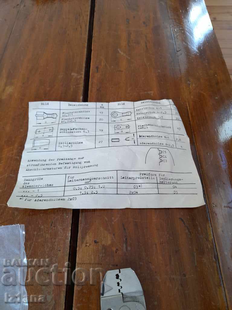 Delivery of Old pliers for cables, terminals Delivery of Old pliers for cables, terminals