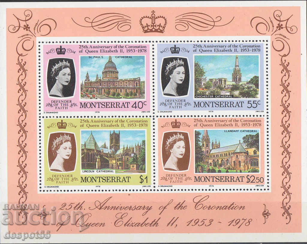 1978. Montserrat. 25 years since the coronation of Queen Elizabeth II.
