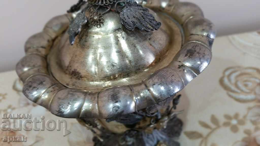 silver bowl with filigree workmanship, Ottoman Empire seals - 5 silver bowl with filigree workmanship, Ottoman Empire seals - 5