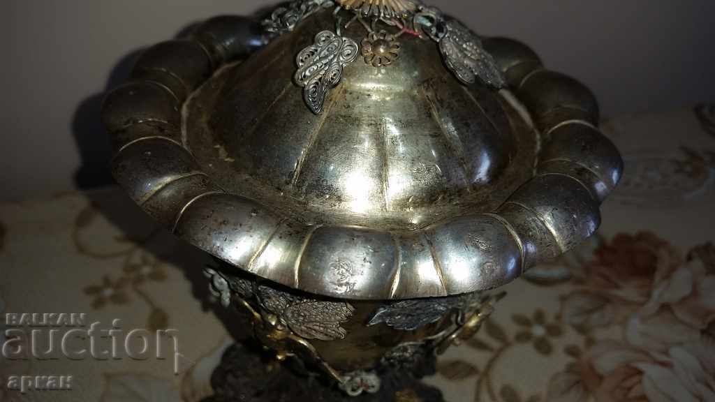 silver bowl with filigree workmanship, Ottoman Empire seals - 6 silver bowl with filigree workmanship, Ottoman Empire seals - 6