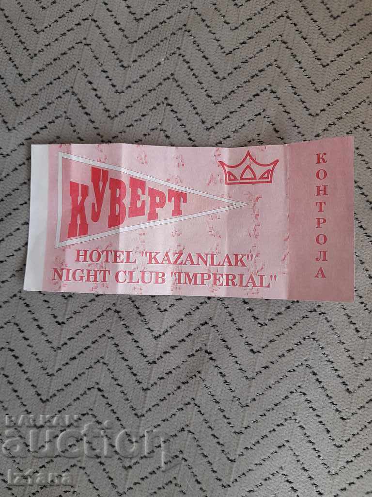 Old envelope Imperial Night Club, Hotel Kazanlak
