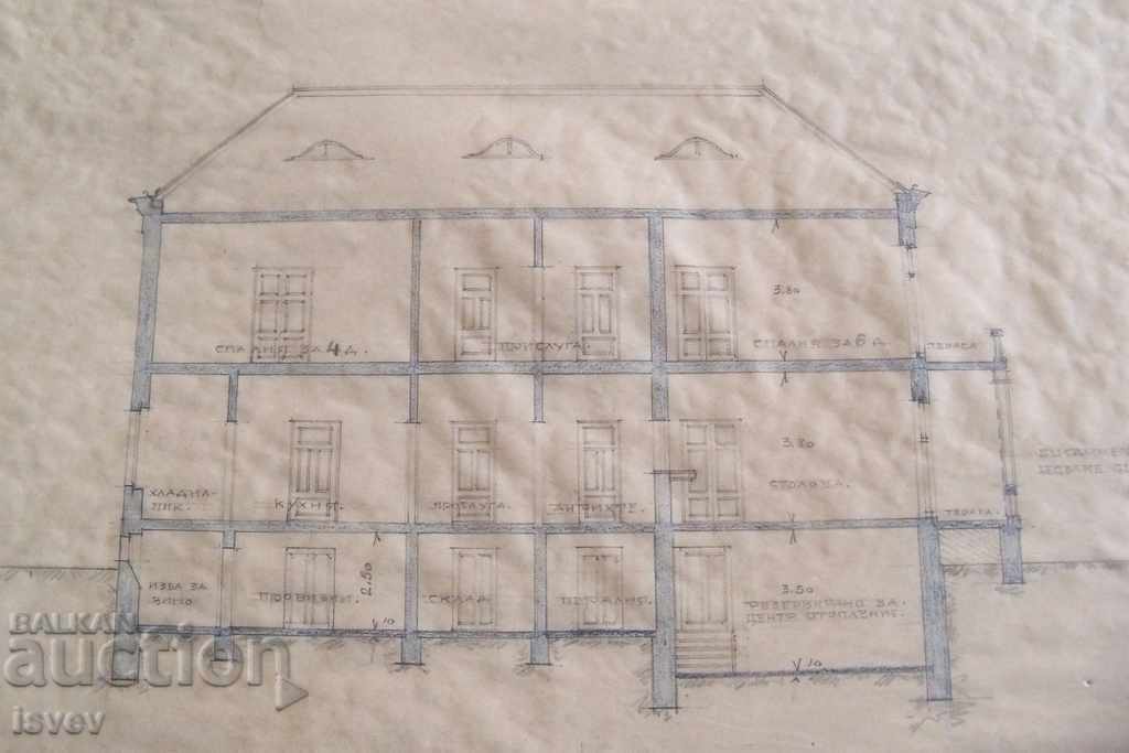 Δημοπρασία Όμορφο παλιό αρχιτεκτονικό σχέδιο πριν από το 1944. №3
