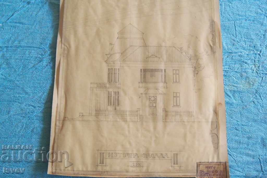 Delivery of Beautiful old architectural drawing, sketch drawing from before 1944 Delivery of Beautiful old architectural drawing, sketch drawing from before 1944